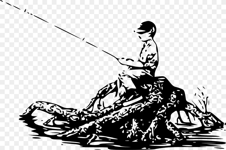 Fishing Drawing Angling Clip Art Fishing Cartoon Black And White, Gray Png Image