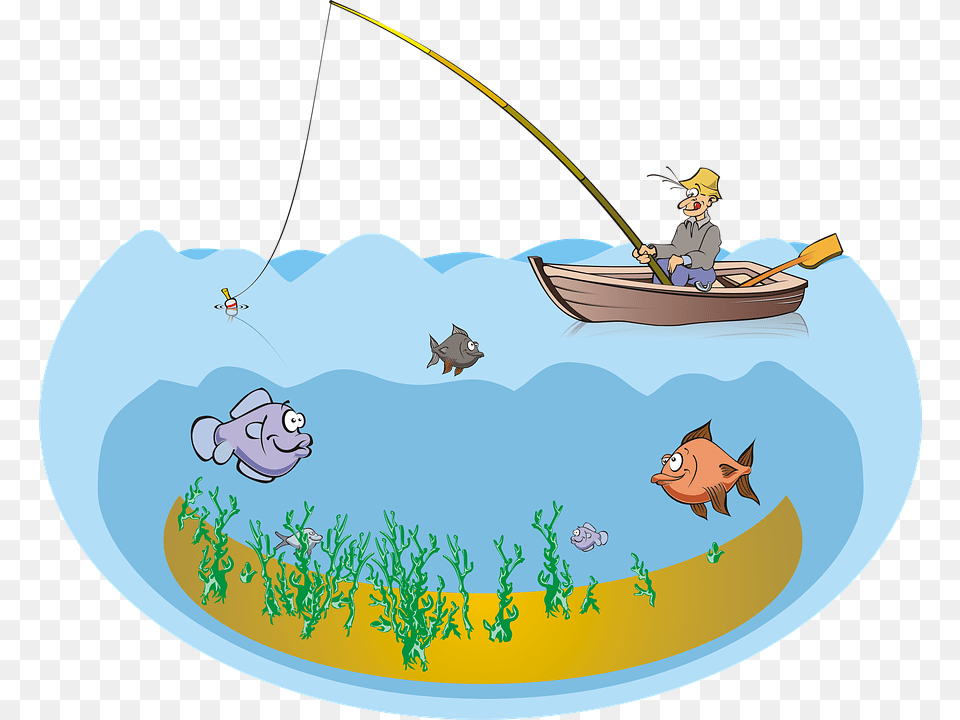 Fishing Fish Fisherman Boat Mare Pond Lake Sea Fishing Pond Clipart, Angler, Leisure Activities, Outdoors, Person Png Image