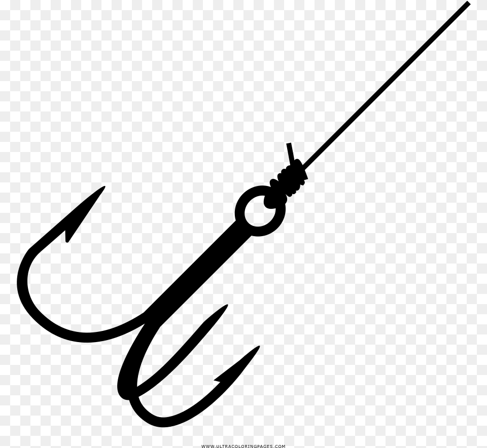 Fishing Hook Coloring, Gray Free Transparent Png