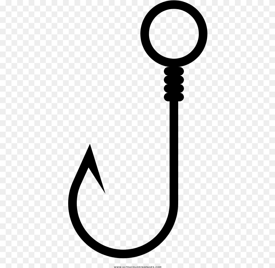 Fishing Hook Coloring Page, Gray Png
