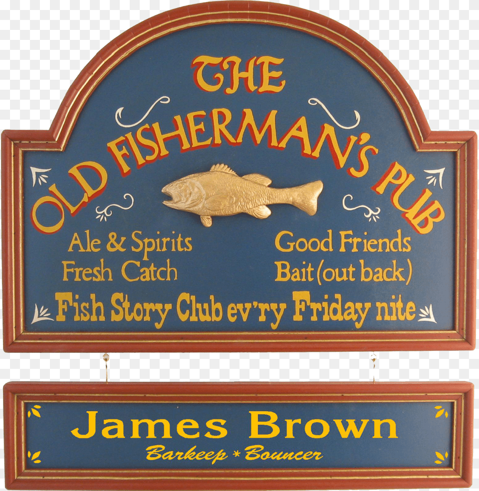 Fishing Man Cave Sign Old Pub Signs, Plaque, Animal, Fish, Sea Life Png Image