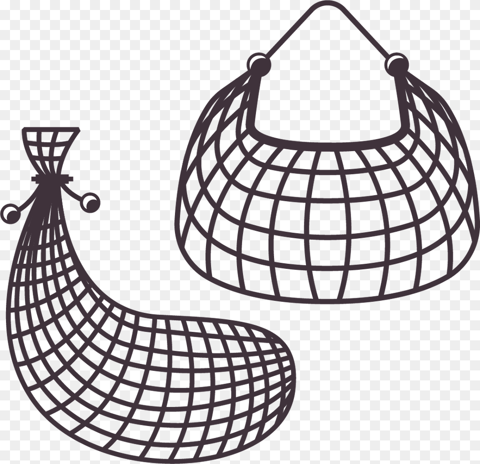 Fishing Net Fish Trap Fishing Net Clipart Black And White, Accessories, Bag, Handbag, Purse Free Png
