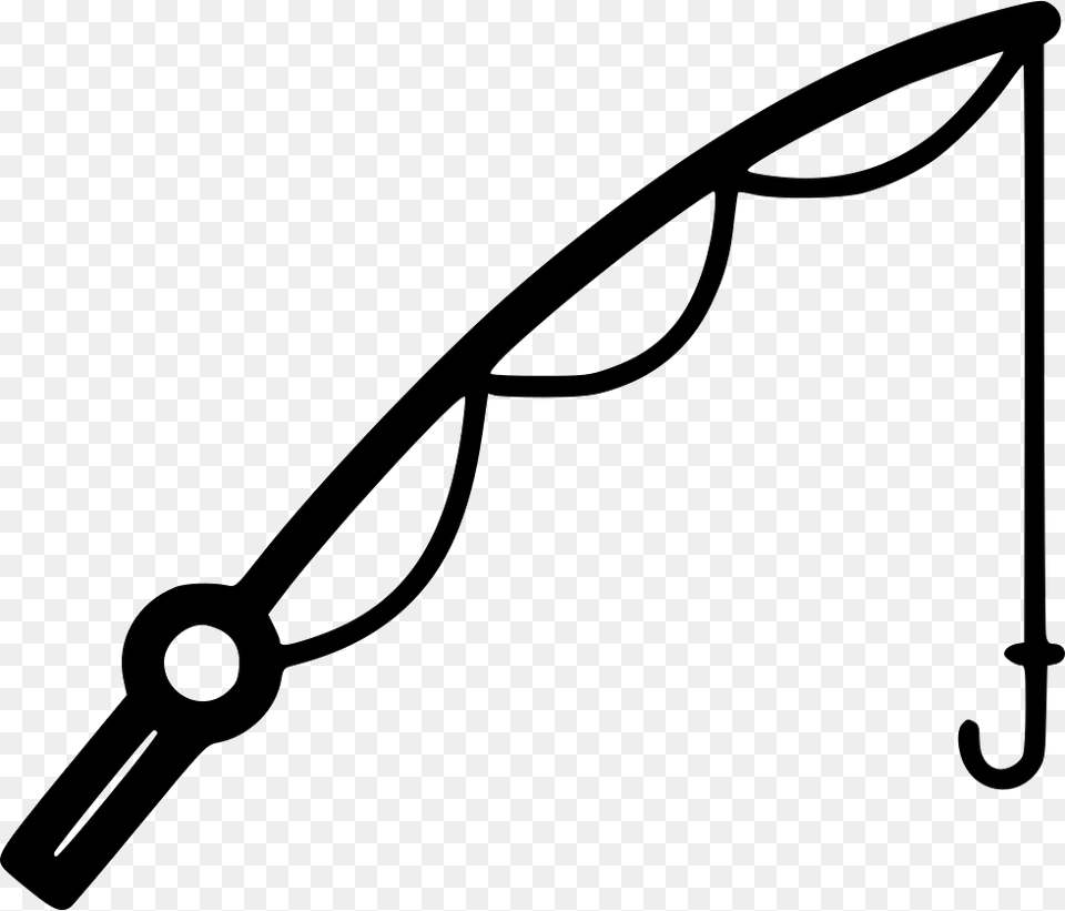 Fishing Pole Clip Art Fish With Black And White, Electronics, Hardware, Bow, Weapon Free Png Download