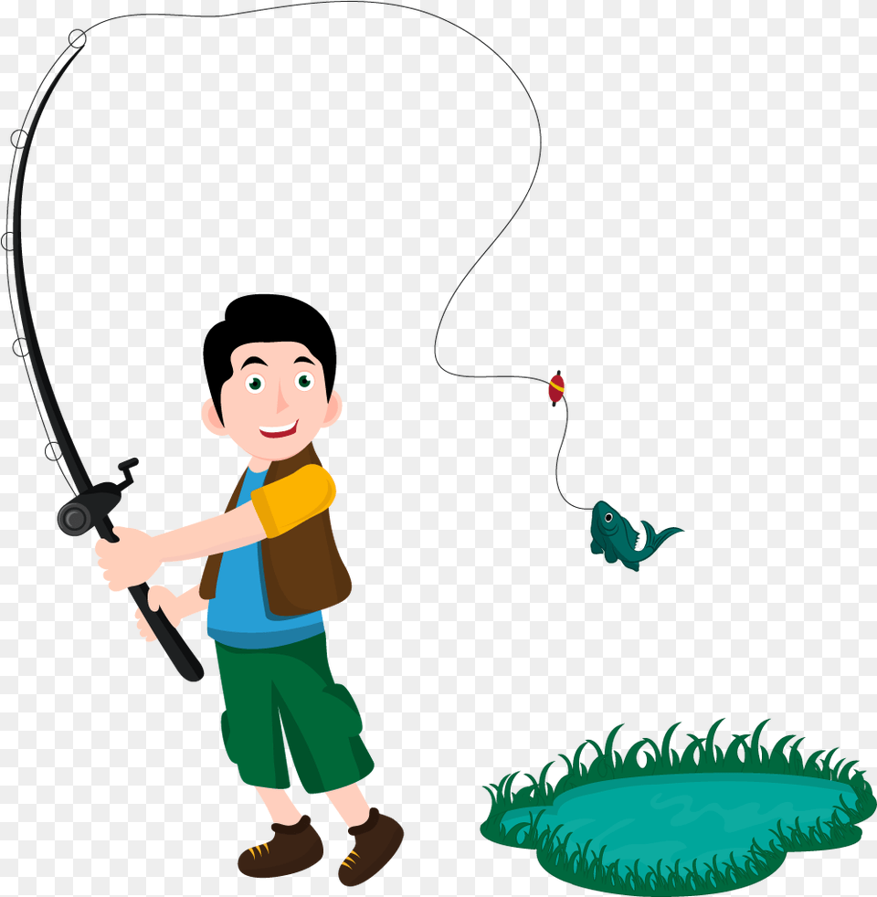 Fishing Pole Clipart Image03 Catch A Fish, Water, Outdoors, Leisure Activities, Person Free Png Download