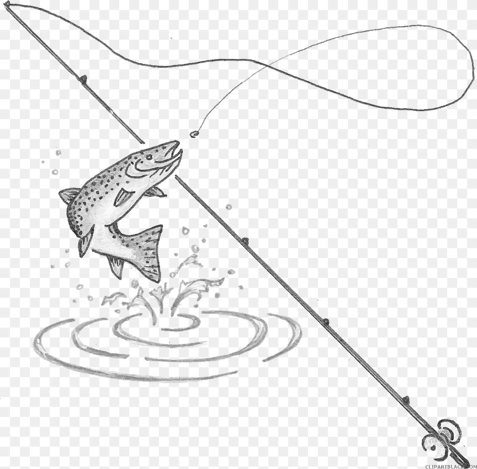Fishing Pole With Fish Download Black Fishing Rod With Fish, Water, Angler, Person, Outdoors Free Png