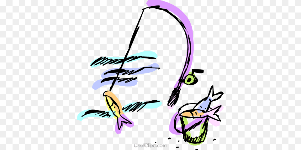 Fishing Rod And Fish Royalty Vector Clip Art Illustration, Purple, Baby, Person, Weapon Png