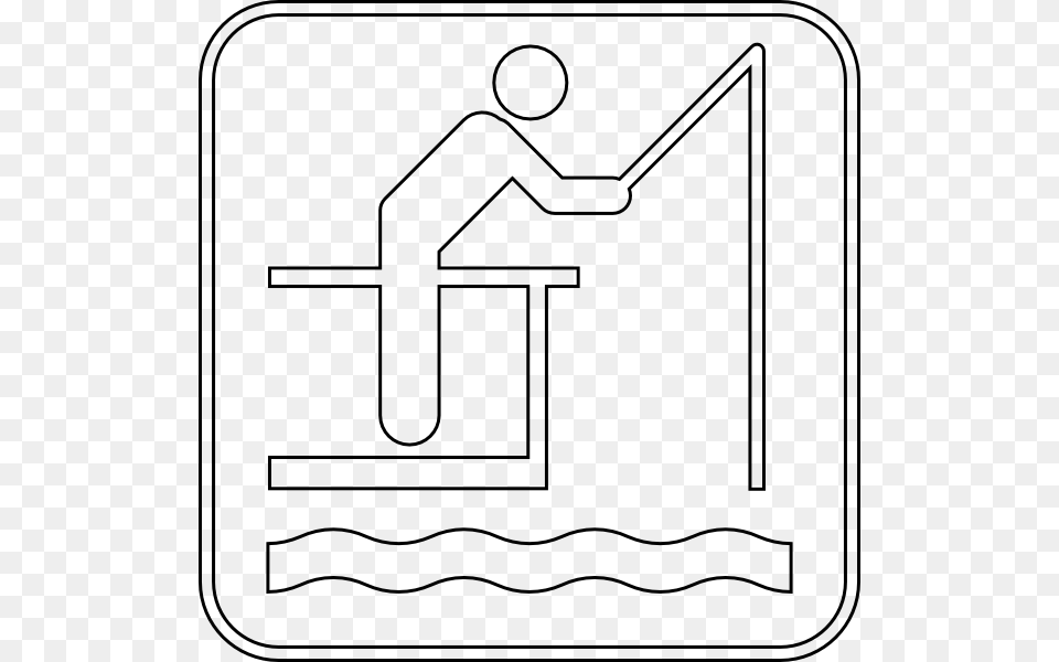 Fishing Sign Outline Clip Art, Symbol, Device, Plant, Lawn Mower Free Png