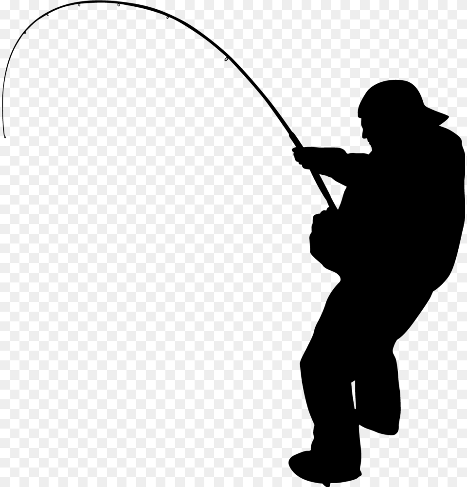 Fishing V Silhouette Of Man Fishing, Gray Free Png