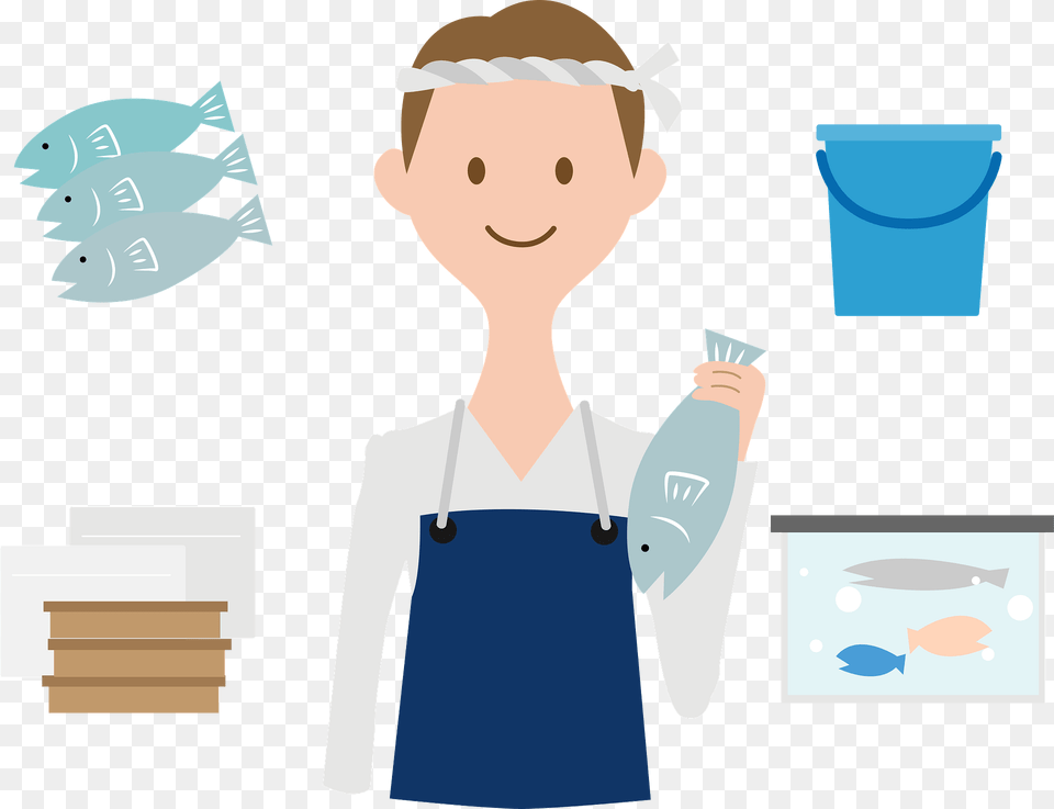 Fishmonger Man Clipart, Cleaning, Person, Face, Head Png Image