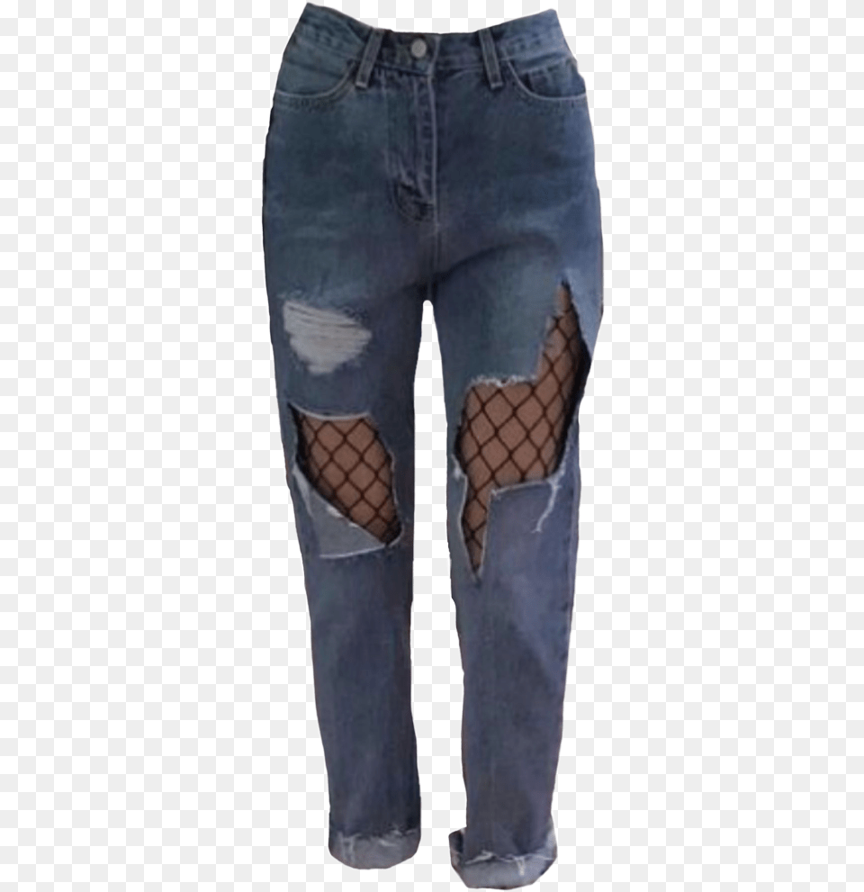 Fishnet Net Jeans Black Grunge Freetoedit Womens Ripped Jeans, Clothing, Pants, Adult, Male Free Transparent Png