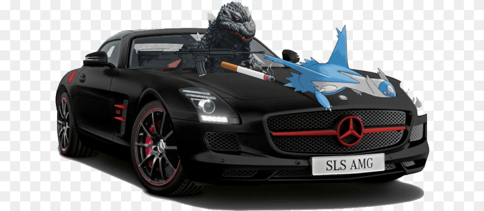 Fishtank Mercedes Sls Amg Matte Black, Car, Coupe, Sports Car, Transportation Png