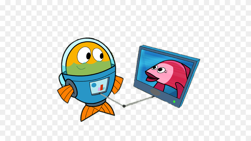 Fishtronaut Looking At Rosy On Screen, Baby, Person, Cartoon, Computer Free Transparent Png