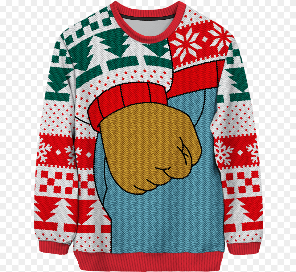 Fist Of Fury Unisex Arthur Ugly Christmas Sweater, Sweatshirt, Knitwear, Clothing, Hoodie Free Transparent Png