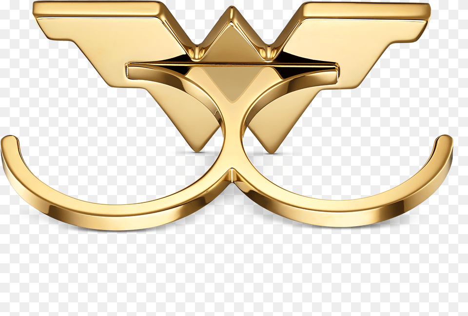 Fit Wonder Woman Double Ring Gold Tone Mixed Metal Finish Swarovski Bague Wonder Woman, Emblem, Symbol, Logo, Smoke Pipe Png