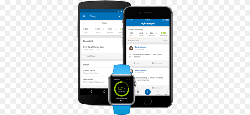 Fitbit Myfitnesspal App, Electronics, Mobile Phone, Phone, Wristwatch Free Png Download