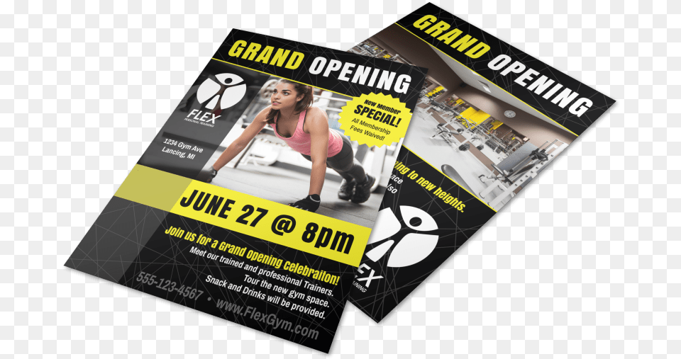 Fitness Gym Grand Opening Flyer Template Preview Coffee Shop Flyer Design, Advertisement, Poster, Adult, Female Free Png Download