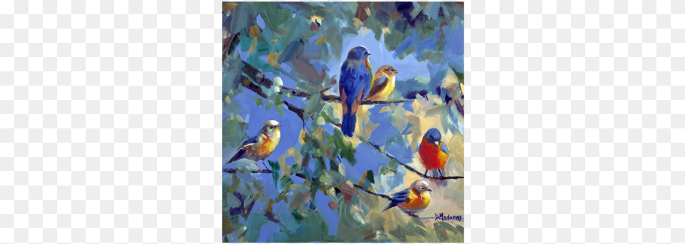 Five Birds Tucson Art Madaras Gallery, Animal, Bird, Painting, Bluebird Png Image