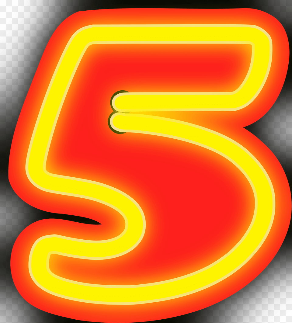 Five Clipart, Light, Neon, Text Png