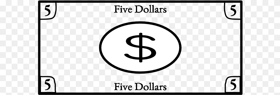Five Dollar Bill 5 Black And White Circle, Electronics, Hardware, Symbol, Astronomy Free Png Download