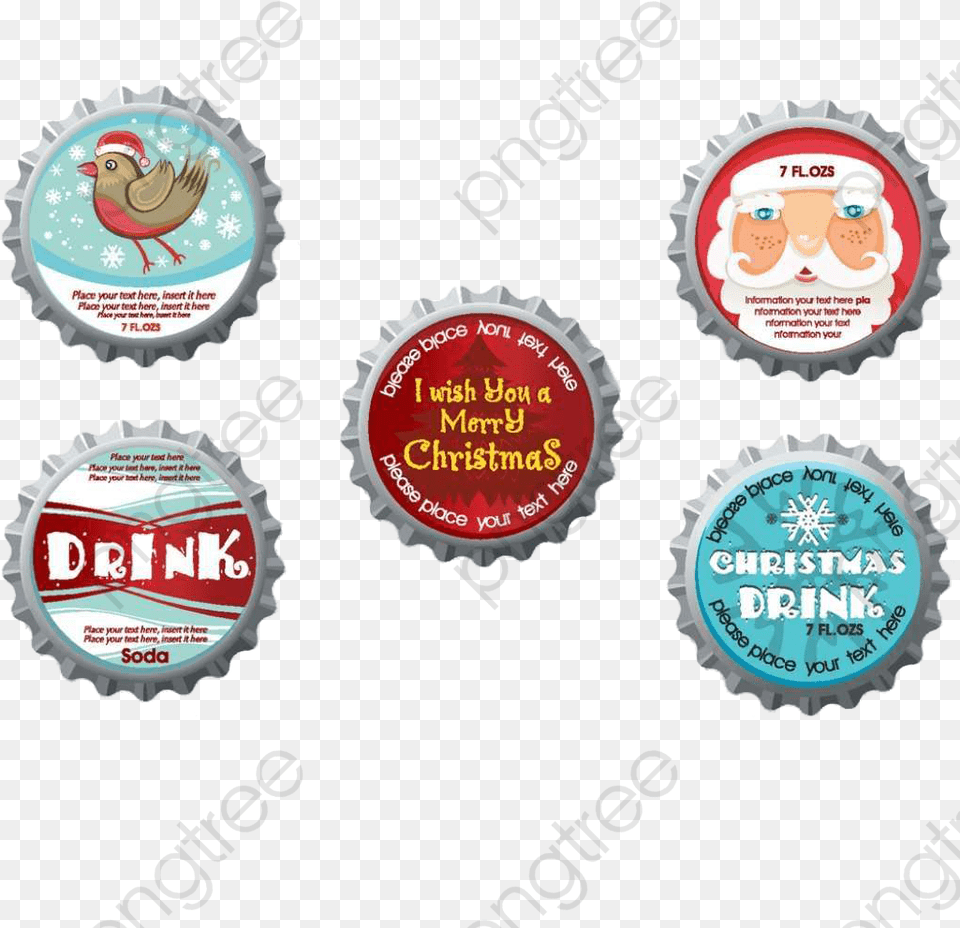 Five Kinds Of Beer Bottle Caps Beer Sealed Wine Bottle Bottle Cap Vector, Badge, Logo, Symbol, Animal Free Transparent Png