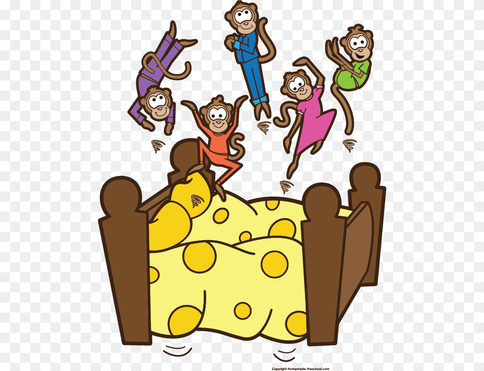 Five Little Monkeys Jumping On The Bed Clipart, Person, Baby, Furniture, Head Free Transparent Png