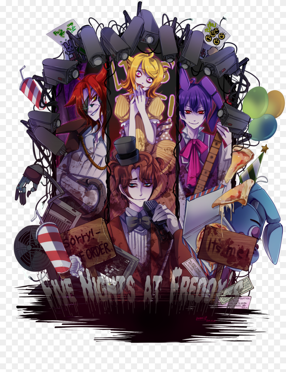 Five Nights At Freddy S Anime And Bonnie Anime Five Nights At Freddy39s Fan Art, Publication, Book, Comics, Person Png