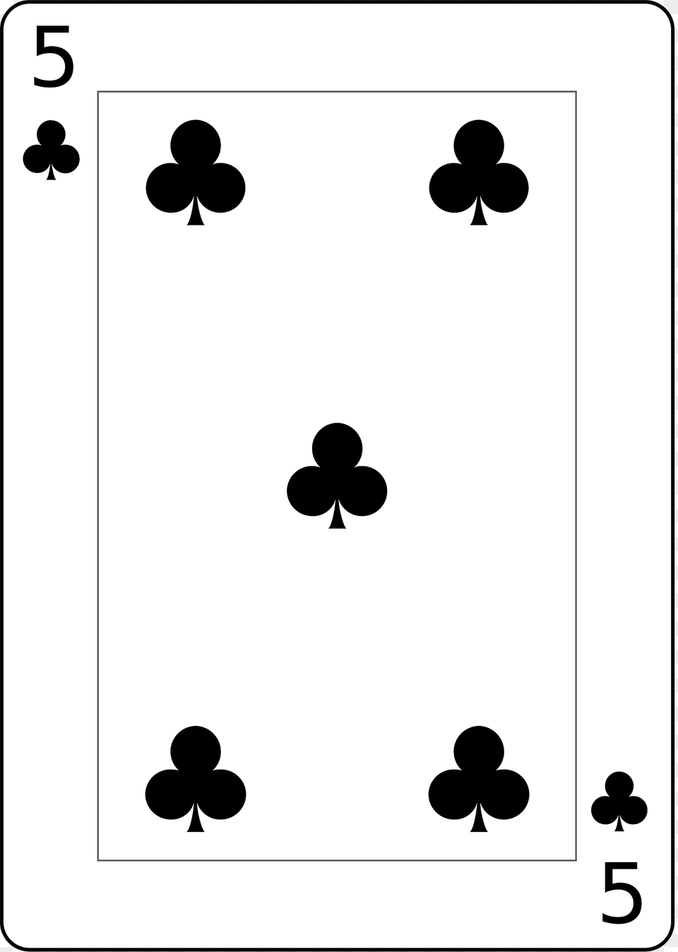 Five Of Clubs Clipart, Stencil Free Png