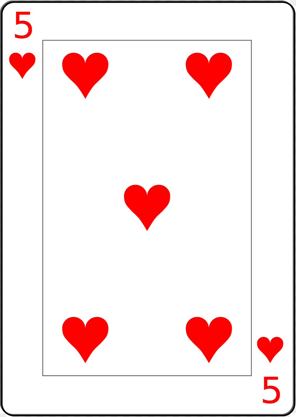 Five Of Hearts Clipart, Heart Png Image