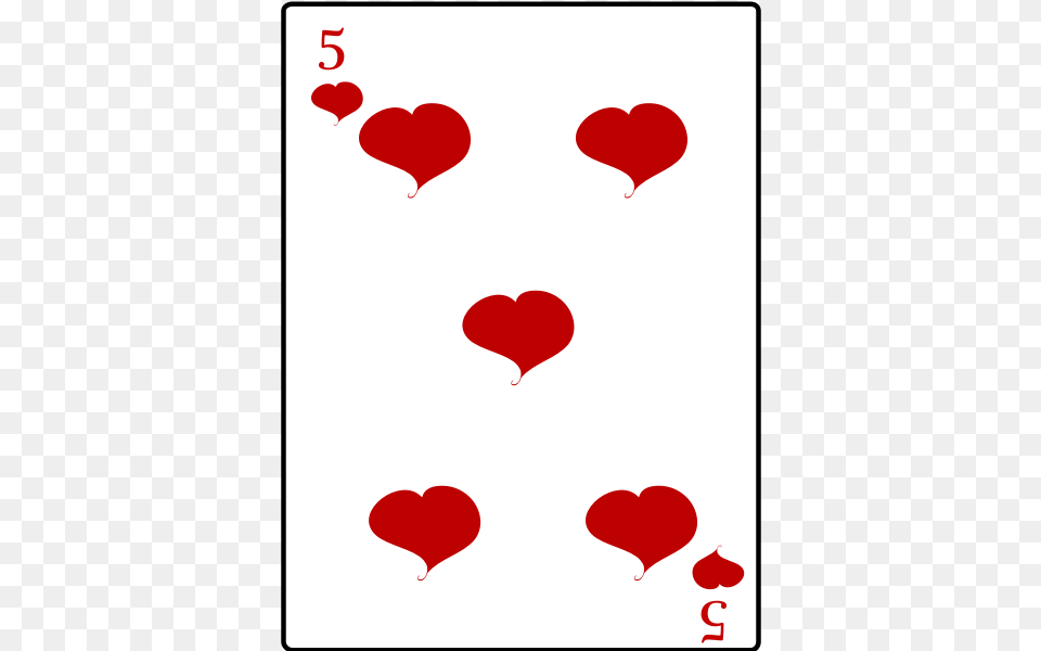 Five Of Hearts Playing Card Vector Image Playing Cards Four Of Hearts, Heart, Food, Ketchup, Symbol Free Png