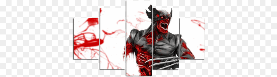 Five Piece Set Painting Wolverine, Adult, Female, Person, Woman Png Image