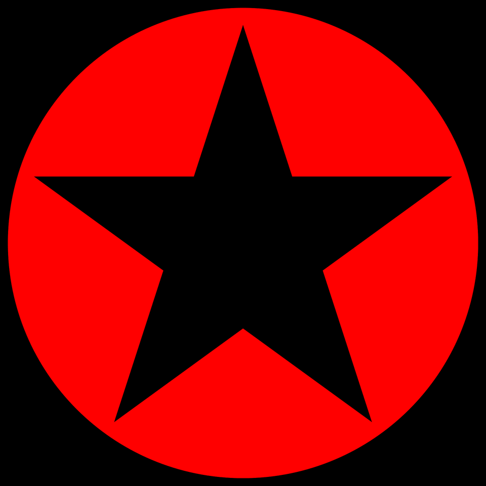 Five Pointed Black Star On Red Circle Clipart, Star Symbol, Symbol Free Transparent Png