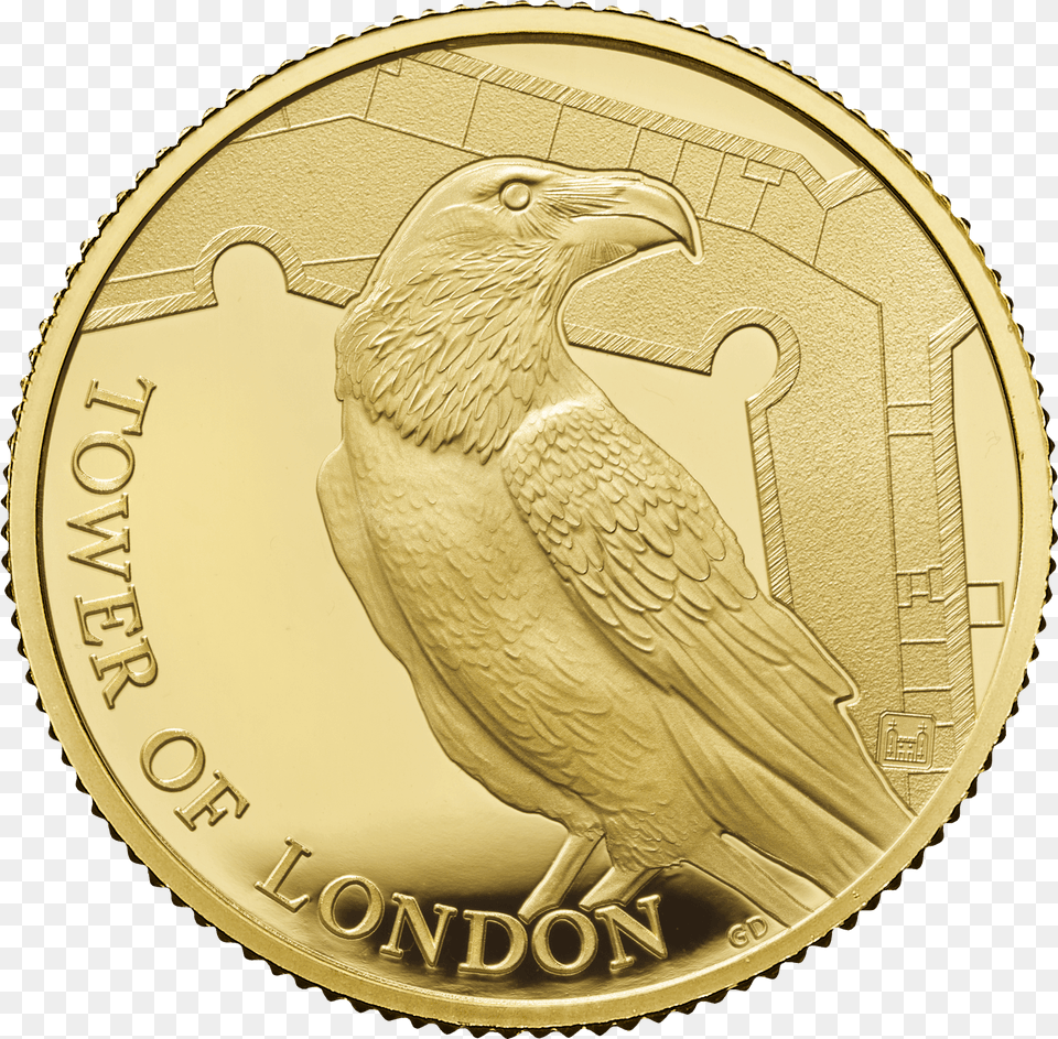 Five Pounds Gold 2019 Ravens, Animal, Bird, Coin, Money Free Png