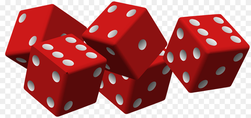 Five Red Dice With White Spots Clipart, Game Free Png