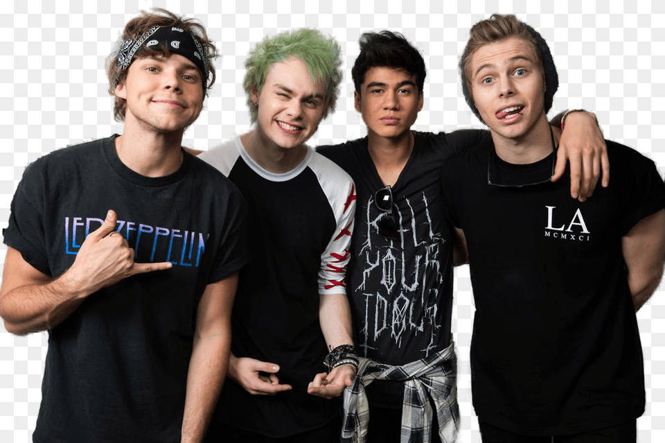 Five Seconds Of Summer Transparent, T-shirt, Clothing, Person, People Free Png Download