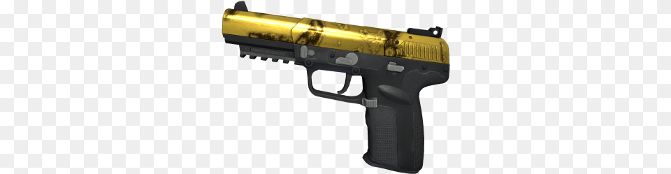Five Seven Five Seven Gold Corrosion, Firearm, Gun, Handgun, Weapon Free Transparent Png