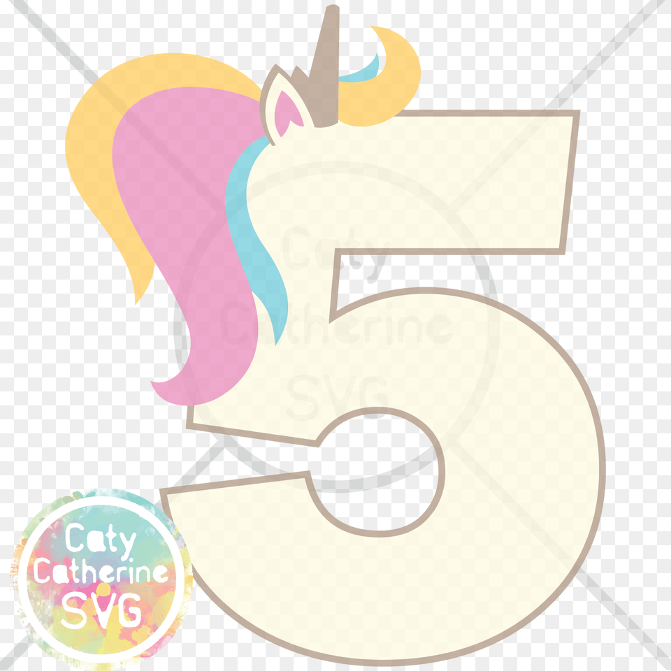 Five Years Old Birthday Unicorn Svg Cut File Number 5 With Unicorn, Symbol, Text Free Png Download