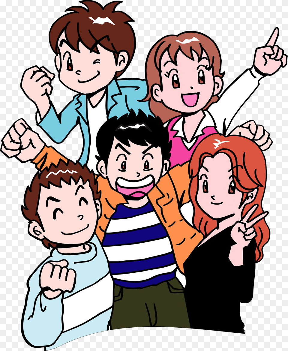 Five Young People Clipart, Book, Comics, Publication, Baby Free Png Download