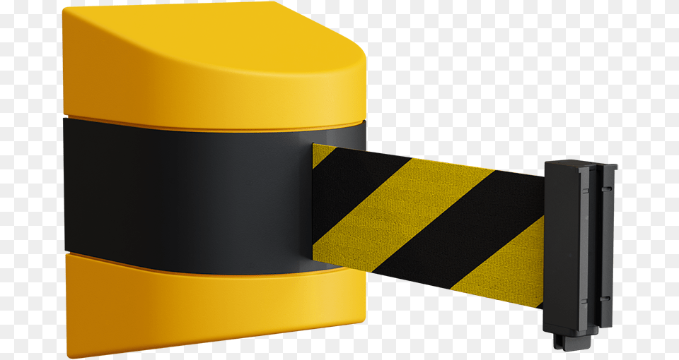 Fixed Wall Mount Retractable Belt Barrier With Yellow Cylinder, Fence, Business Card, Paper, Text Free Png Download