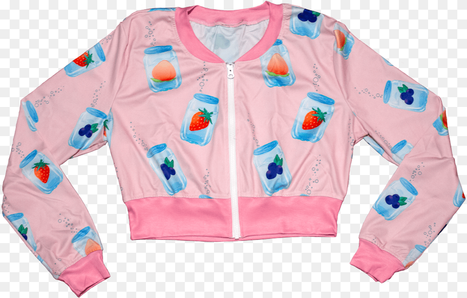 Fizzy Cropped Bomber Jacket In Pink Aesthetic Cute Bomber Jacket, Clothing, Coat, Long Sleeve, Sleeve Png Image
