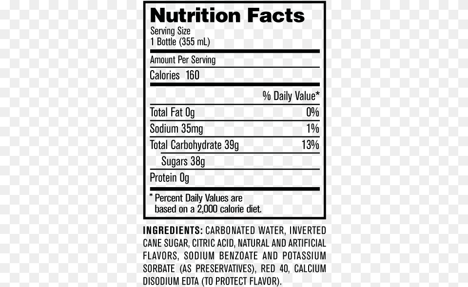 Fizzy Drinks Carbonated Water Cream Soda Diet Nutrition Facts, Page, Text Free Png Download