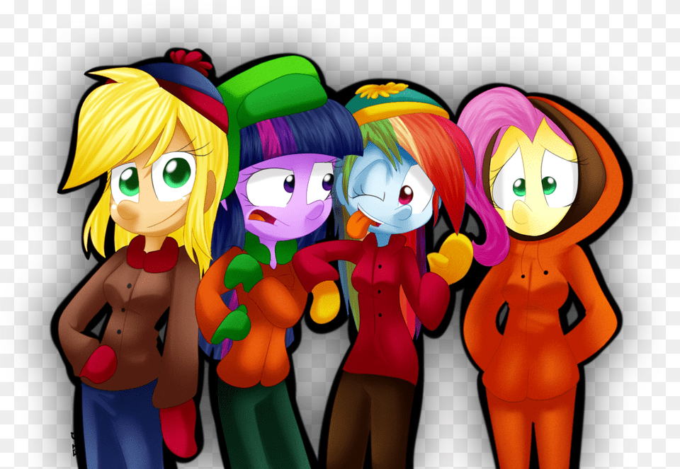Fj C Crossover Equestria Girls Eric Cartman Fluttershy South Park Kenny In Girl, Publication, Book, Comics, Adult Png Image