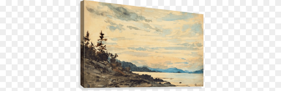 Fjordlandskap Vid Solnedgang Canvas Print Canvas Print, Art, Painting Free Png
