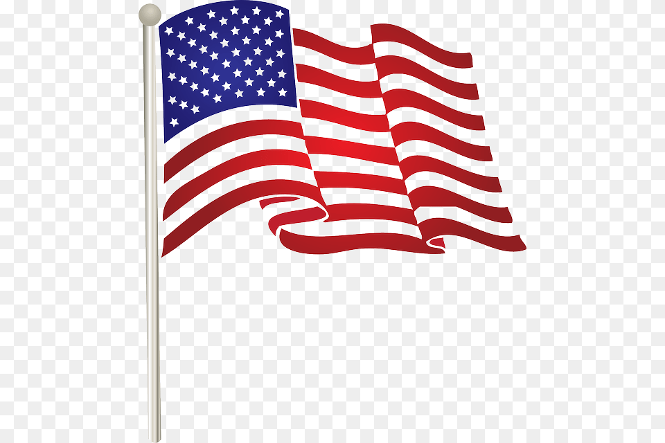 Flag America American Flag On Pole Clip Art, American Flag Free Png Download