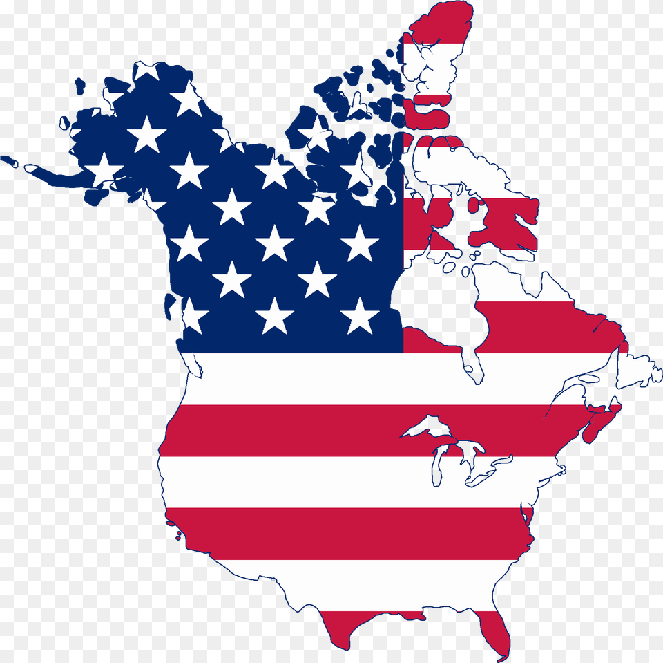 Flag Map Of Canada And United States Us And Canada United, American Flag, Baby, Person Png