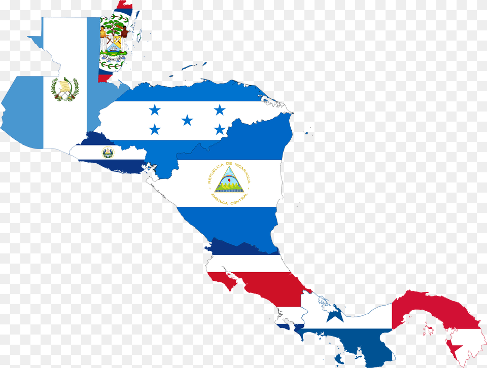 Flag Map Of Central America, Water, Sea, Outdoors, Nature Free Png