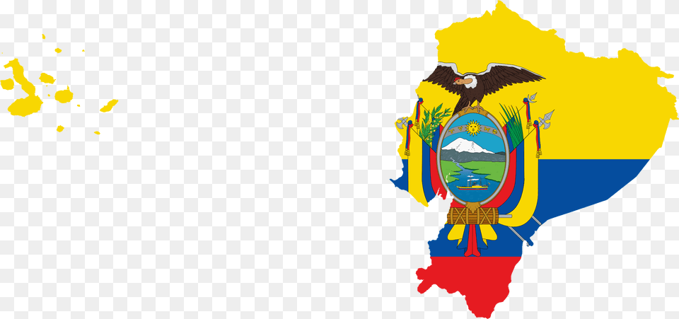 Flag Map Of Ecuador With Galapagos Islands, Art, Graphics, Animal, Bird Png Image