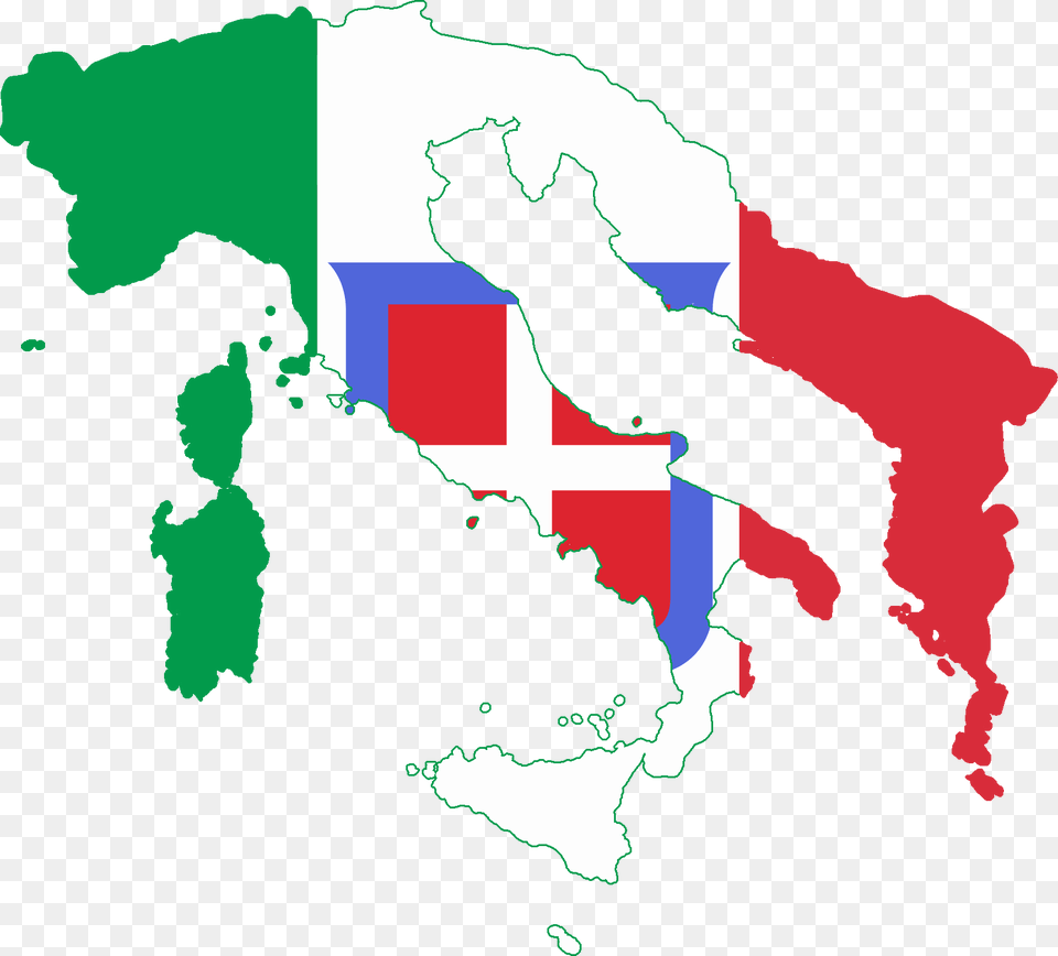 Flag Map Of Greater Italy Flag Map Of Italy, Plot, Chart, Person, Art Free Png Download