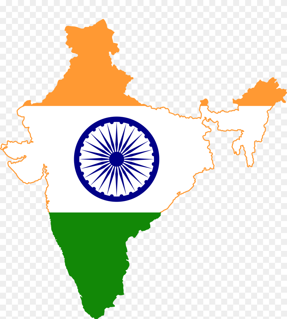 Flag Map Of India Actual Control Flag Map Of India, Chart, Plot, Machine, Person Png