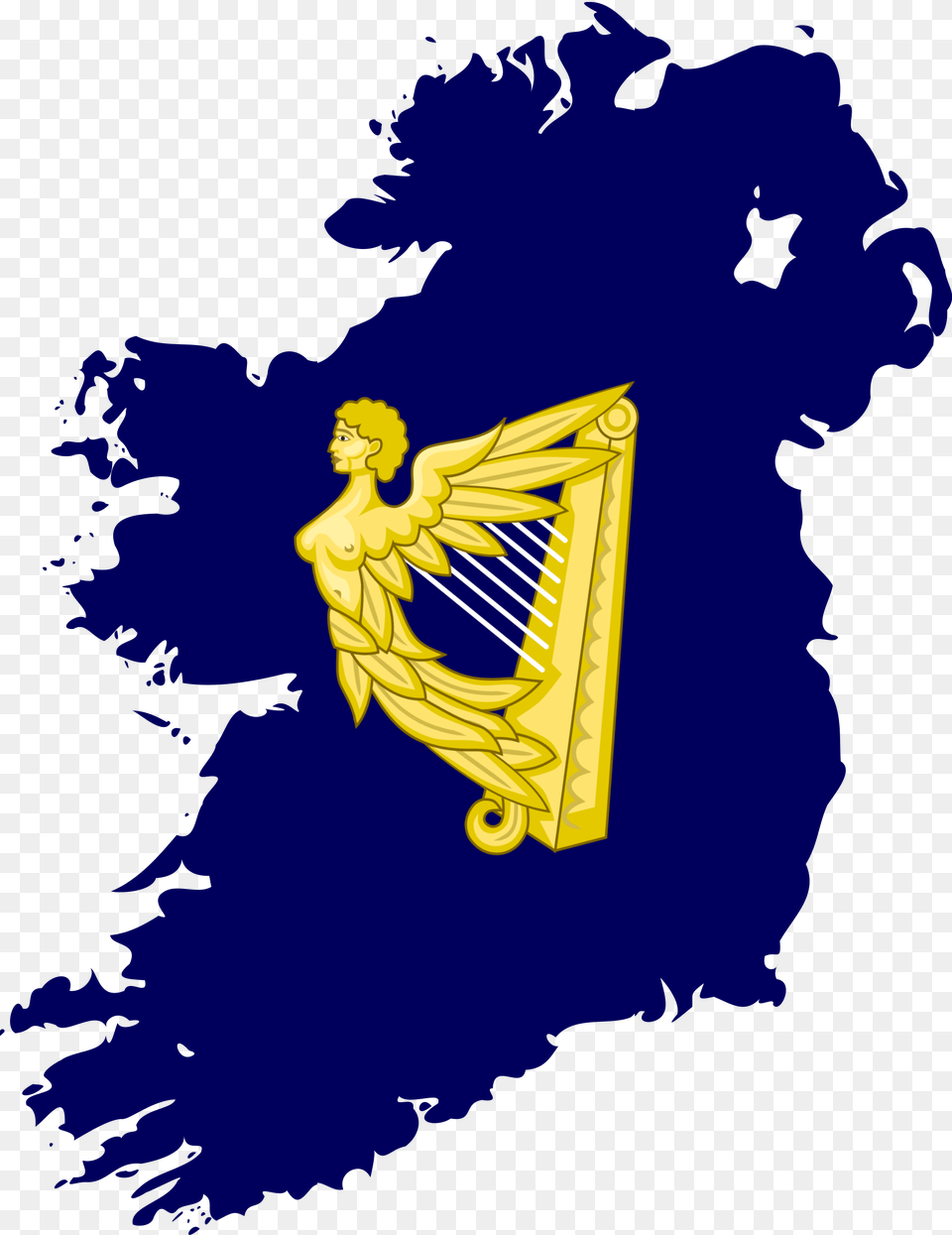 Flag Map Of Kingdom Of Ireland Map Of Ireland, Musical Instrument, Harp, Face, Head Free Transparent Png