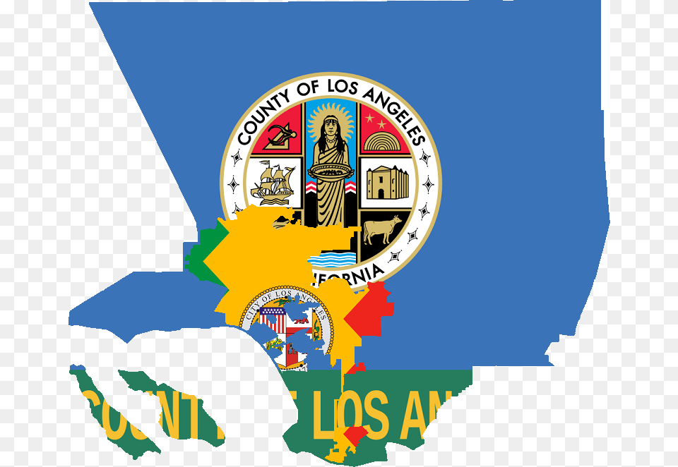 Flag Map Of Los Angeles Seal Of Los Angeles County California, Symbol, Badge, Emblem, Logo Png